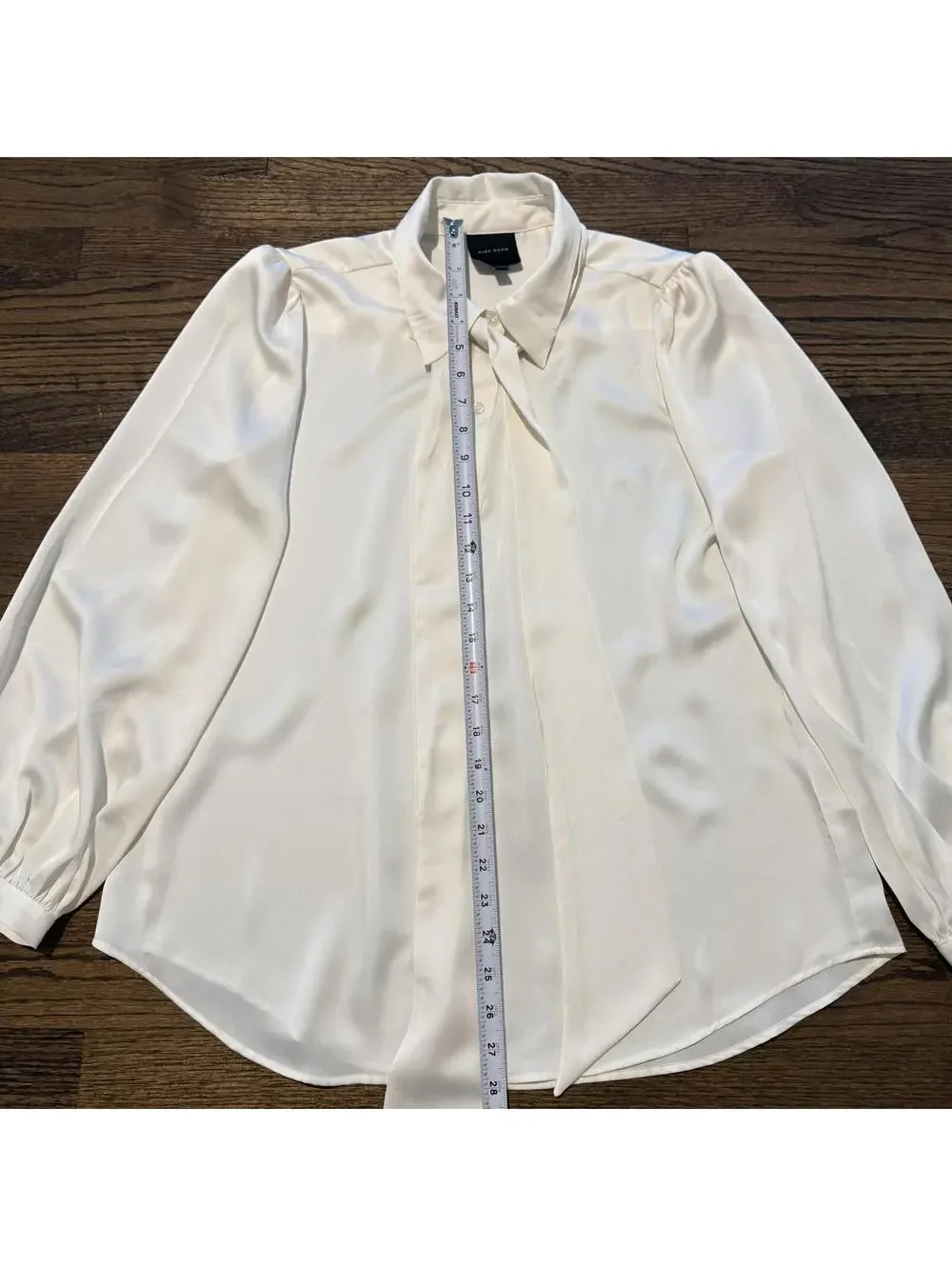 Alex Marie Ivory Long Sleeve Tie Neck Blouse Size Medium - Picture 4 of 6